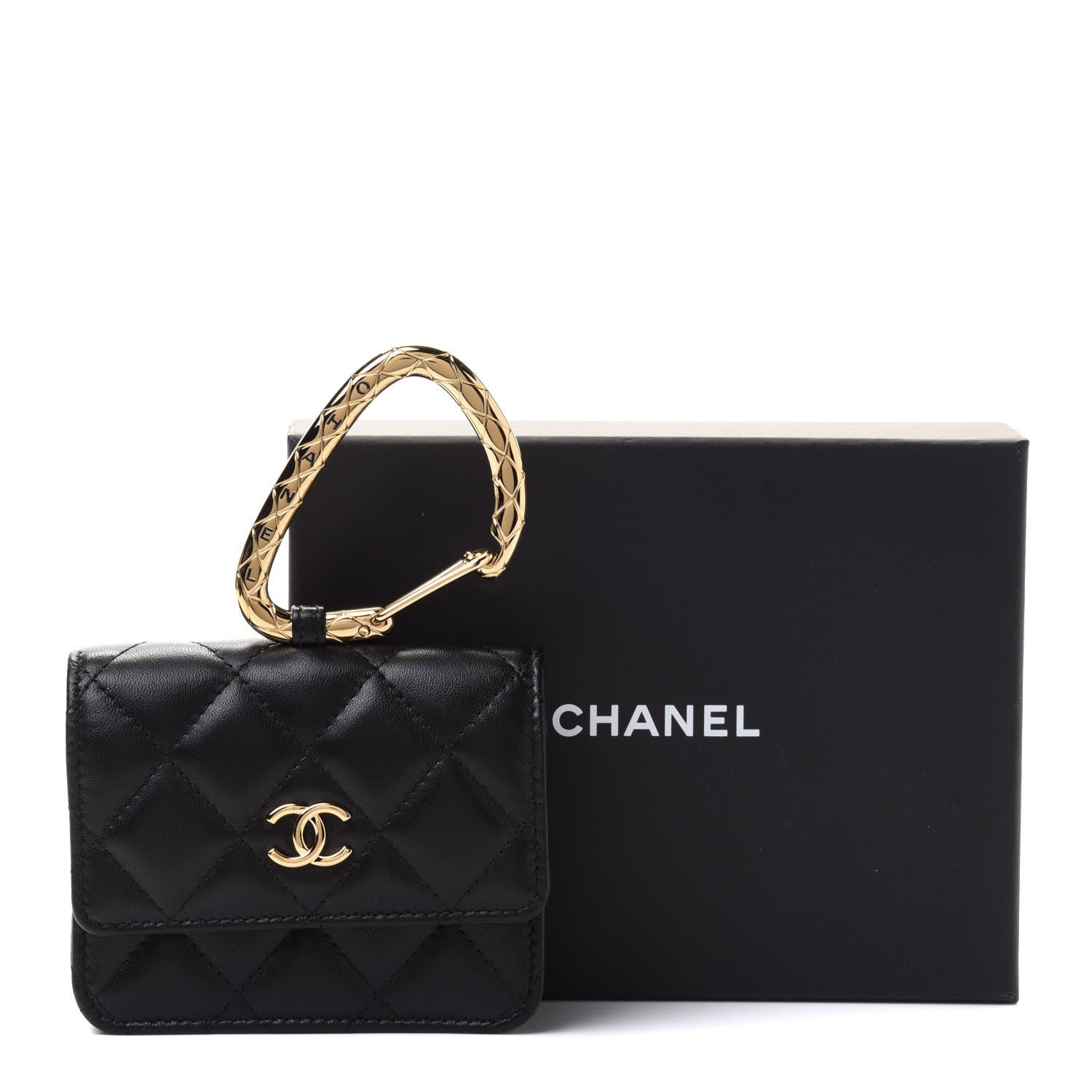 Chanel Lambskin Quilted CC Hook Card Holder Black 9 of 9