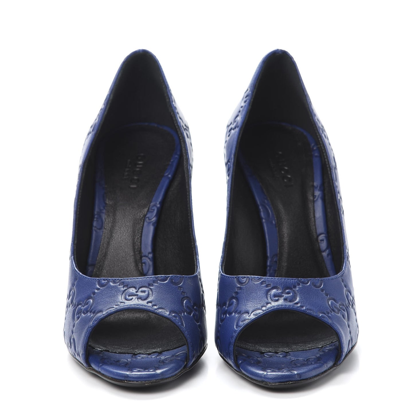 Soft Guccissima GG Peep Toe Heels 36 Blu Cina