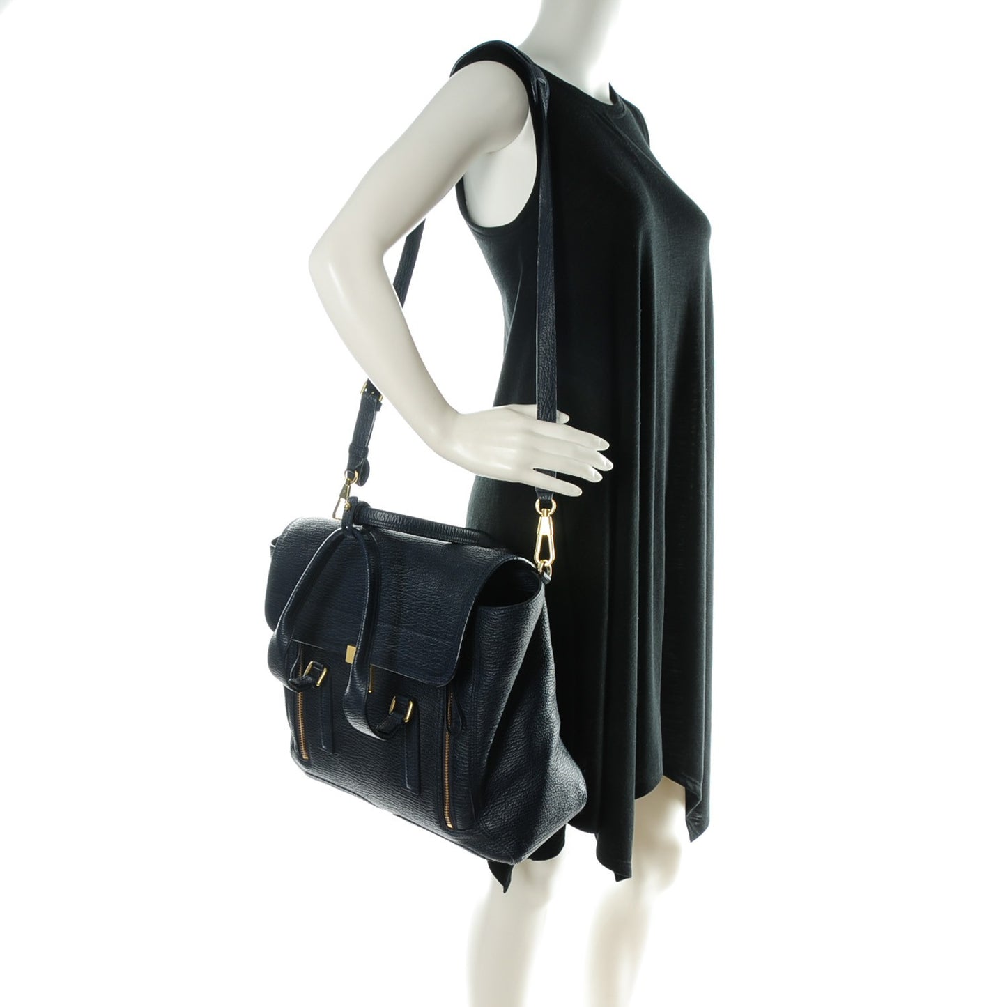 3.1 Textured Calfskin Large Pashli Satchel Ink