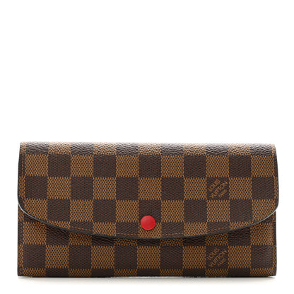 Louis Vuitton Damier Ebene Emilie Wallet Red 1 of 8