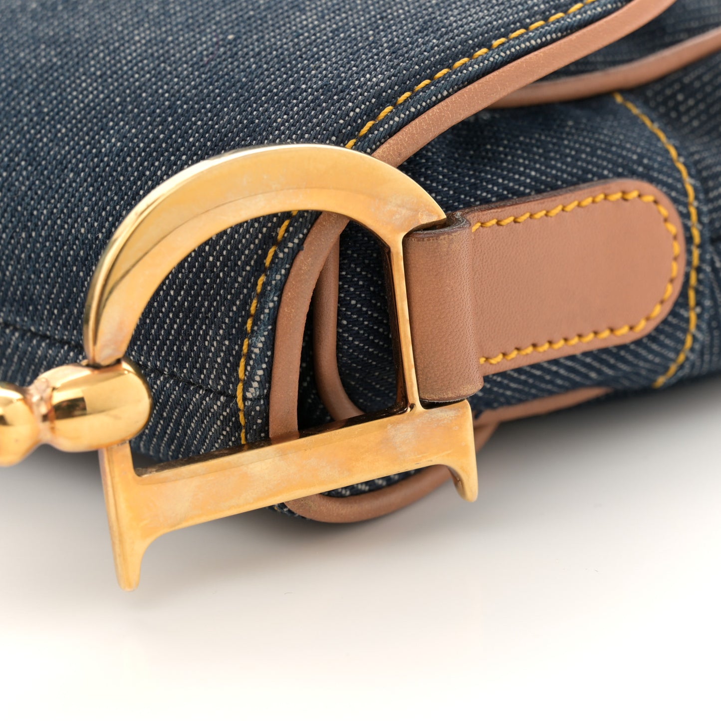 Denim Calfskin Saddle Bag Blue