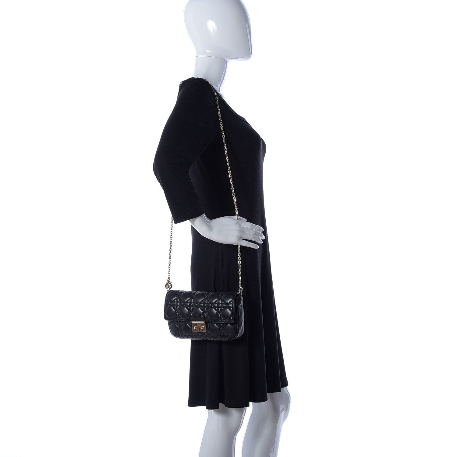 Christian Dior Lambskin Cannage New Lock Pouch Black 2 of 12