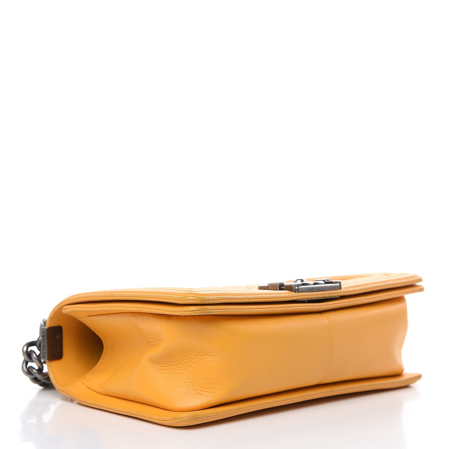 Lambskin Quilted Medium Boy Flap Yellow