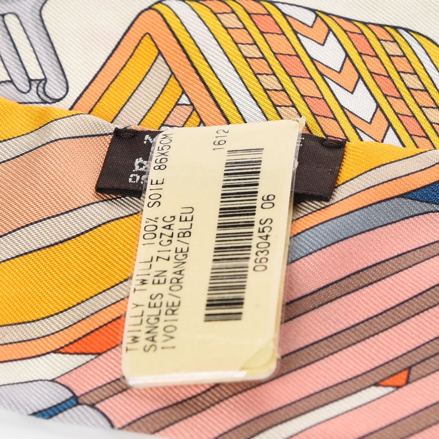 Silk Sangles En Zigzag Twilly Ivory Orange Bleu