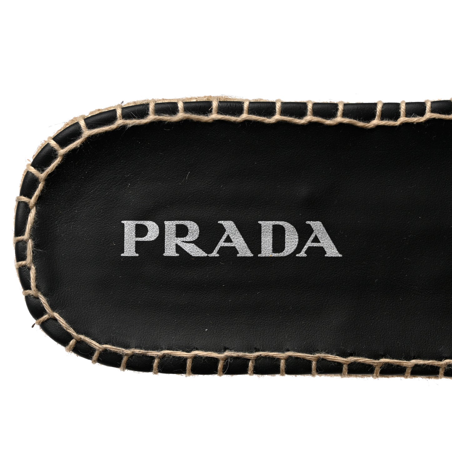 Nappa Logo Quilted Espadrille 20mm Slide Sandals 40 Black