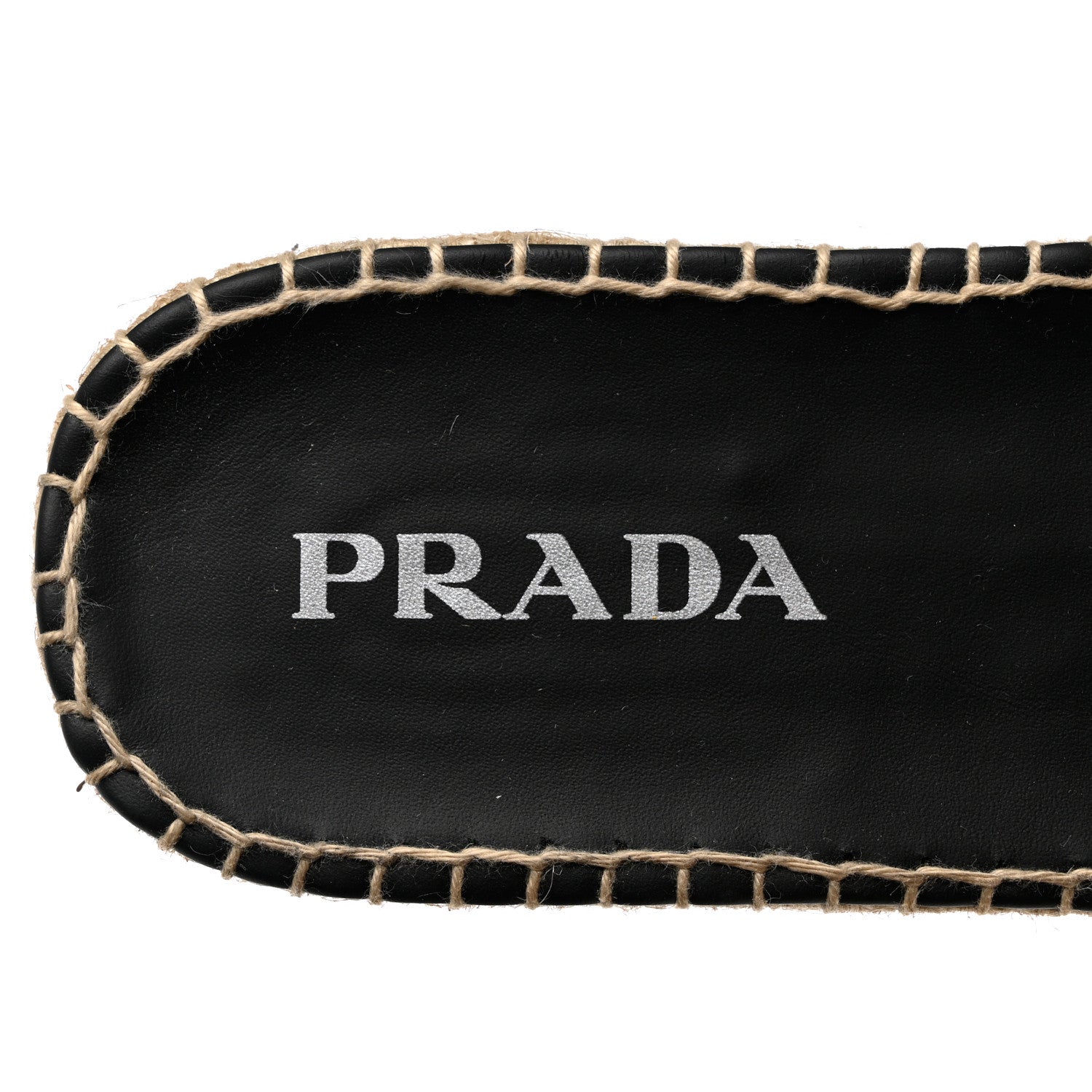 Prada Nappa Logo Quilted Espadrille 20mm Slide Sandals 40 Black 8 of 9