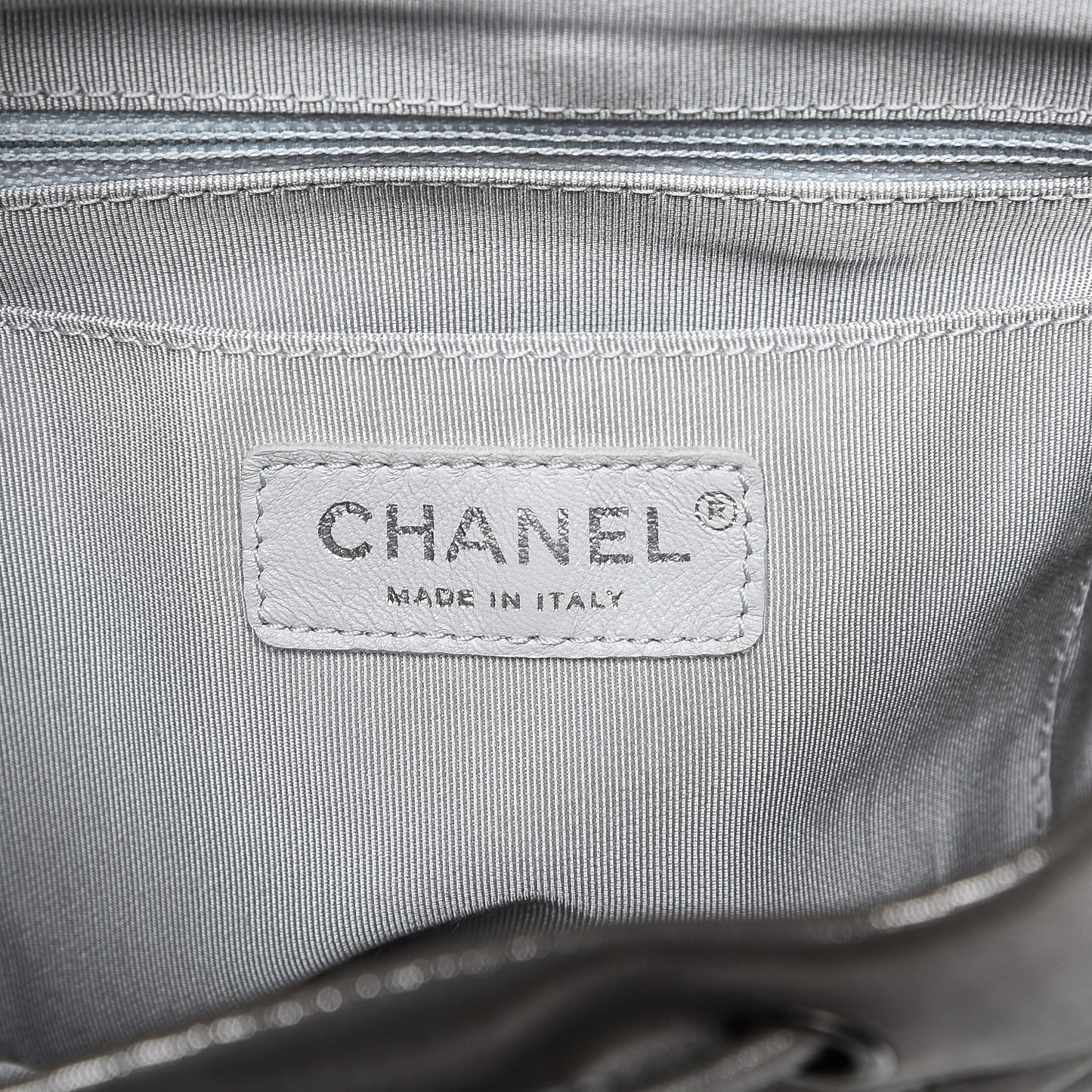 Metallic Calfskin Chevron Quilted Small Urban Spirit Backpack Silver
