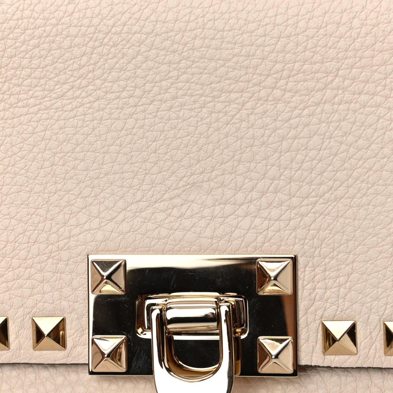 Valentino Garavani Grainy Calfskin Small Rockstud Top Handle Bag Light Ivory 11 of 11