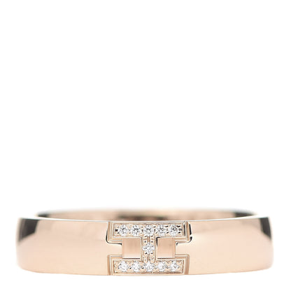 Hermes 18K Rose Gold Diamond Ever Herakles Wedding Band Ring 48 4.5 1 of 5