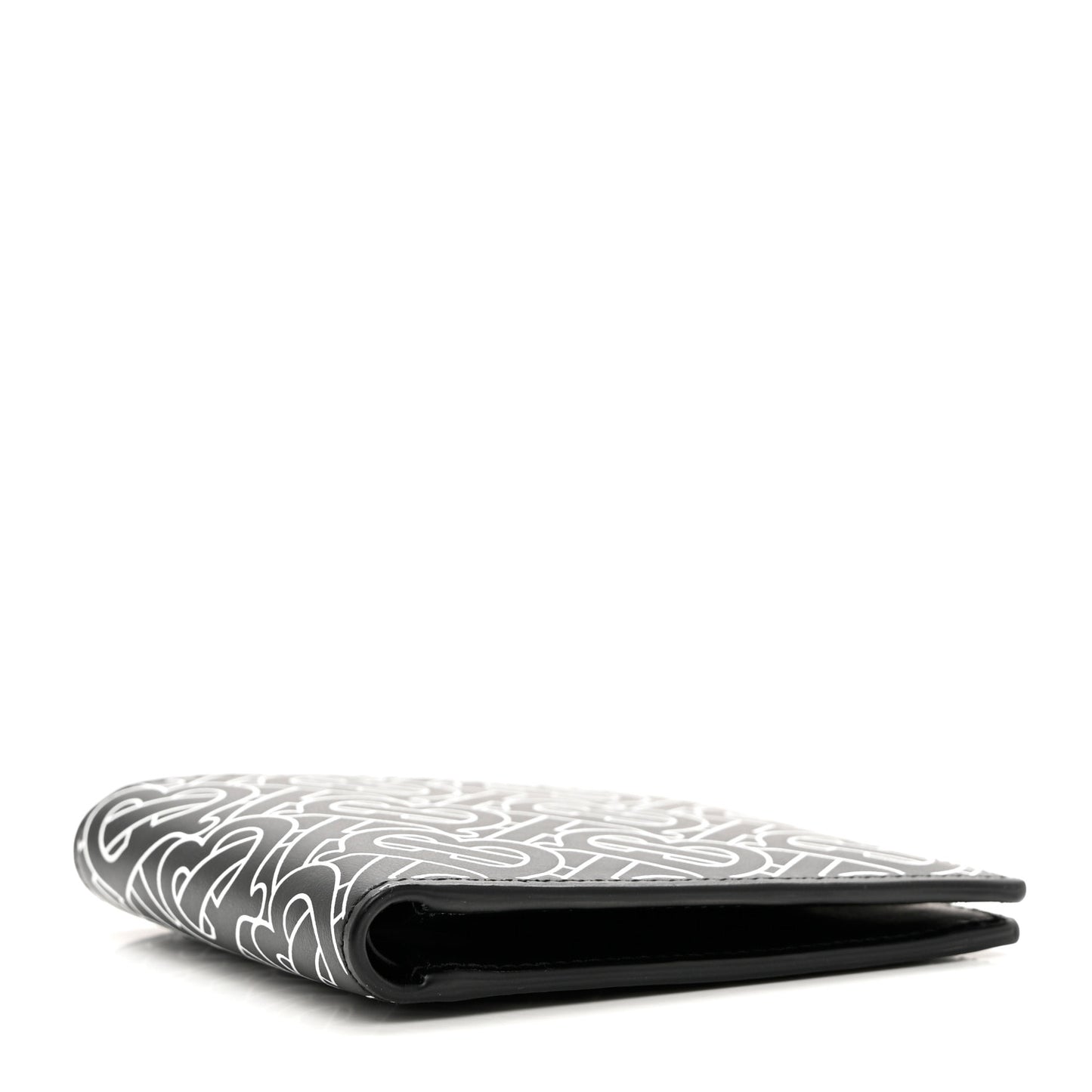 Calfskin Embossed TB Print Bi-Fold Wallet Black White