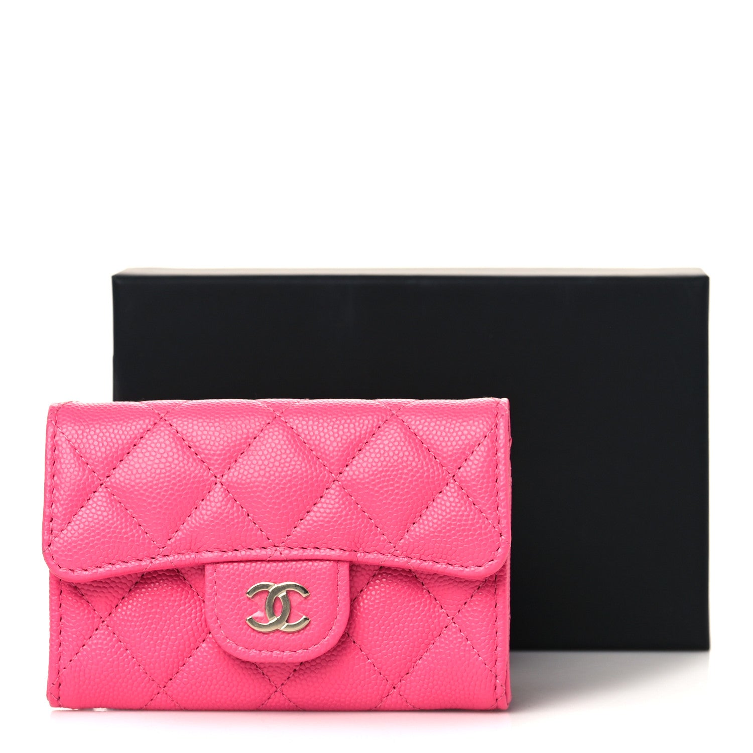 Chanel Caviar Quilted Flap Card Holder Wallet Pink 9 of 9