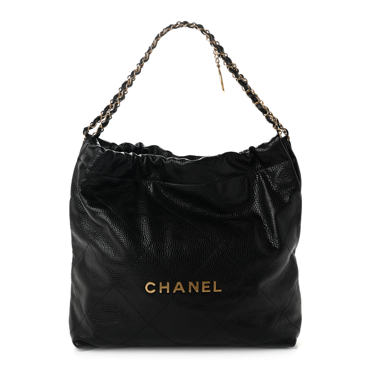 Shiny Caviar Quilted Chanel 22 Black