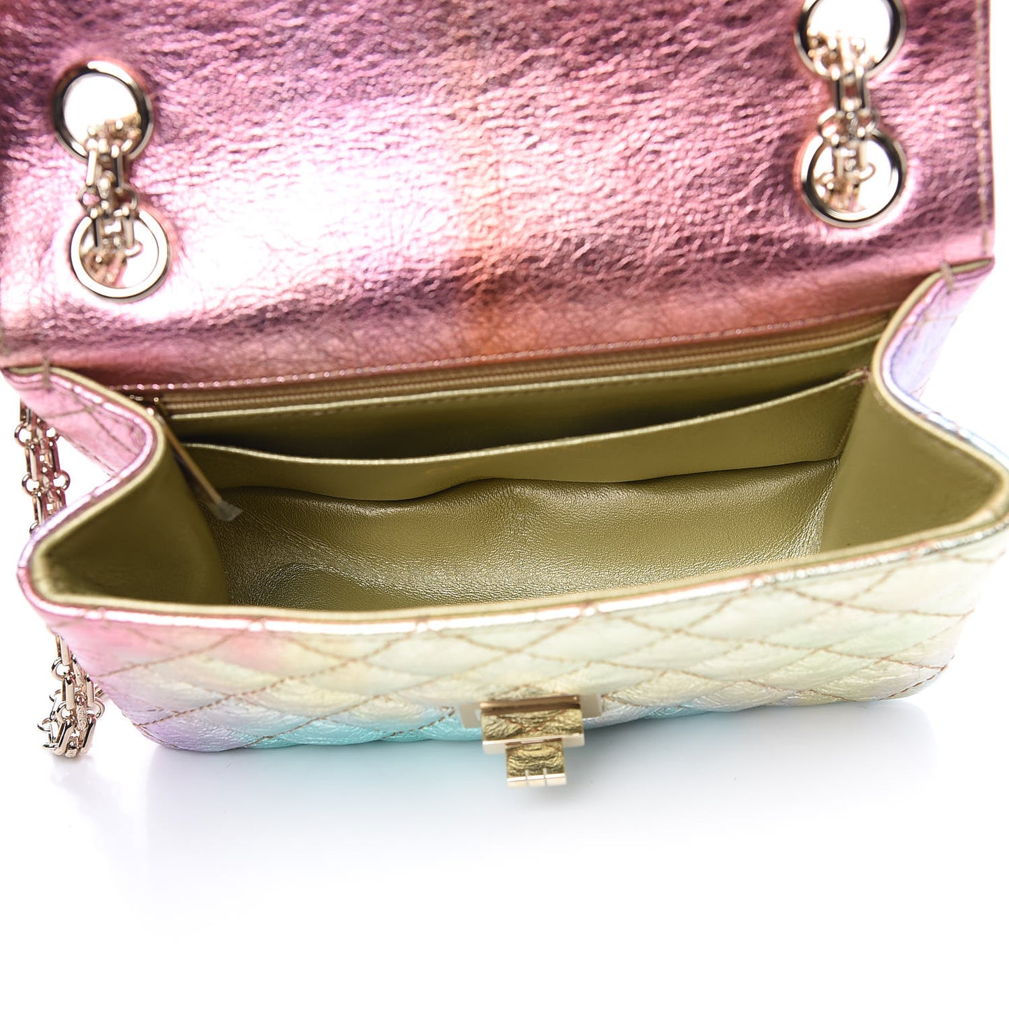 Metallic Goatskin Quilted Mini 2.55 Reissue Flap Multicolor