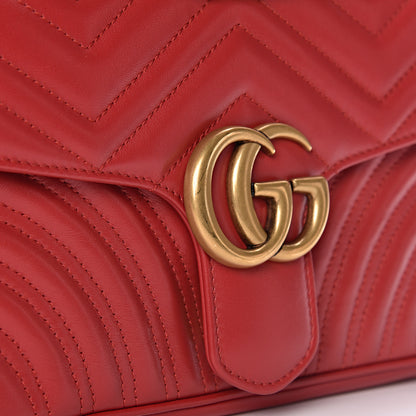 Gucci Calfskin Matelasse Small GG Marmont Shoulder Bag Hibiscus Red 9 of 13