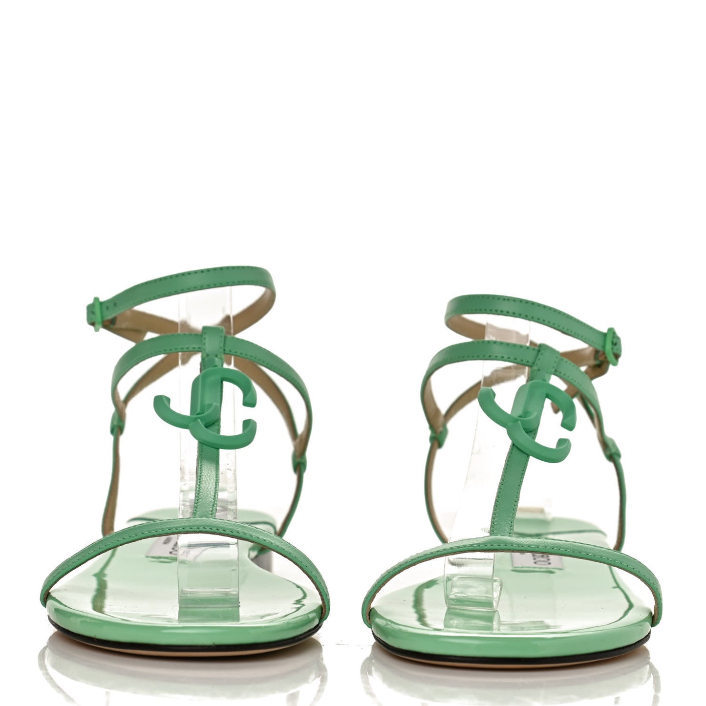 Nappa Patent Alodie Flat Sandals 39 Miami Mint