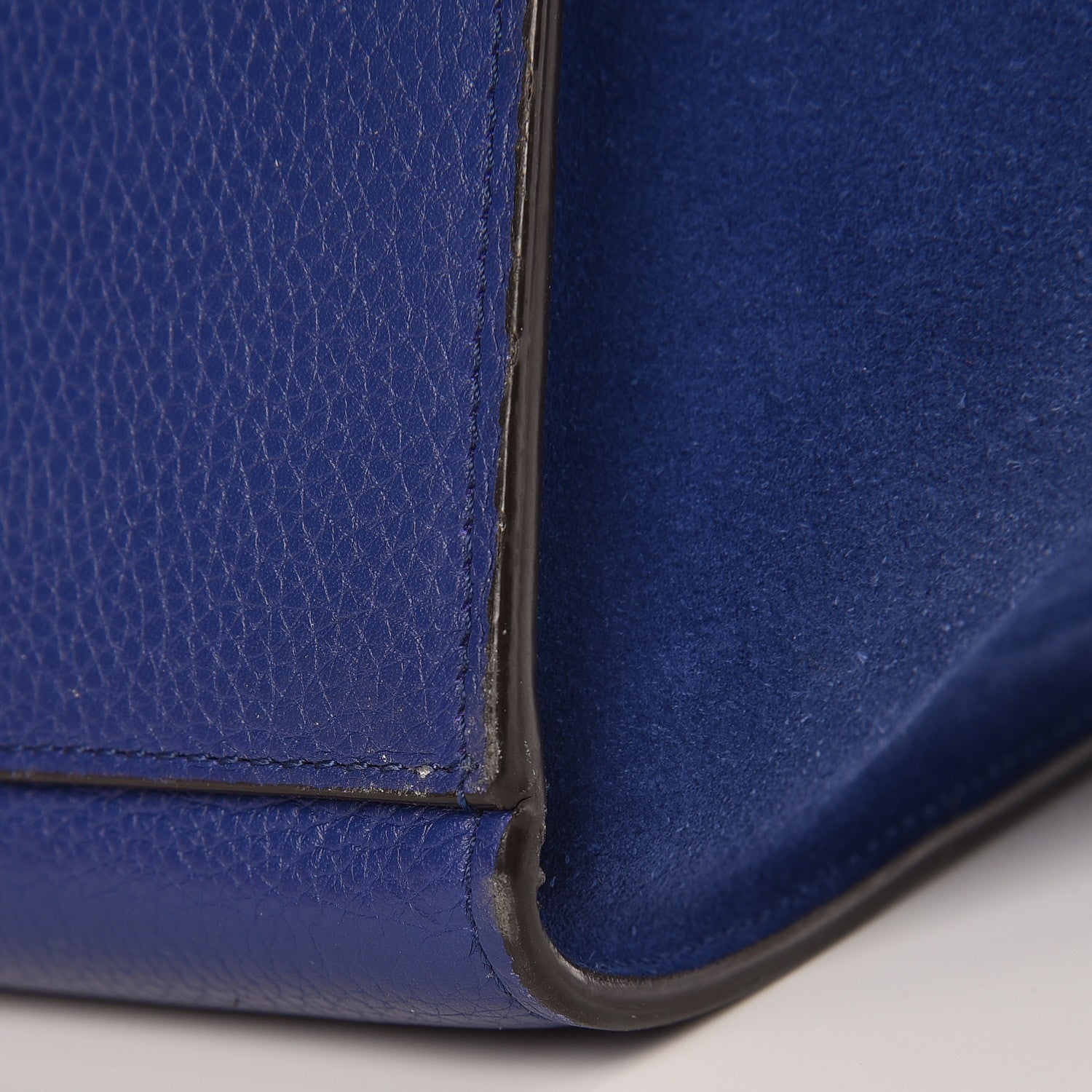 Celine Drummed Calfskin Suede Small Trapeze Indigo 9 of 12