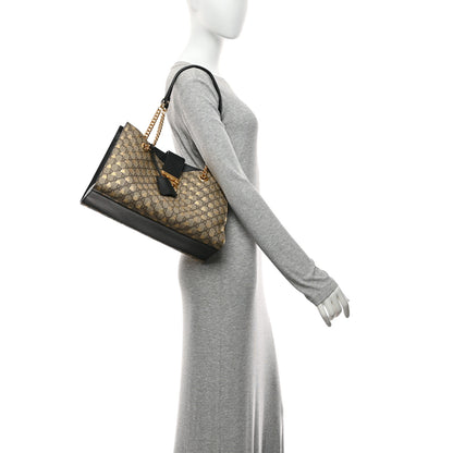 Gucci GG Supreme Monogram Bees Medium Padlock Tote Beige Oro Black 2 of 11