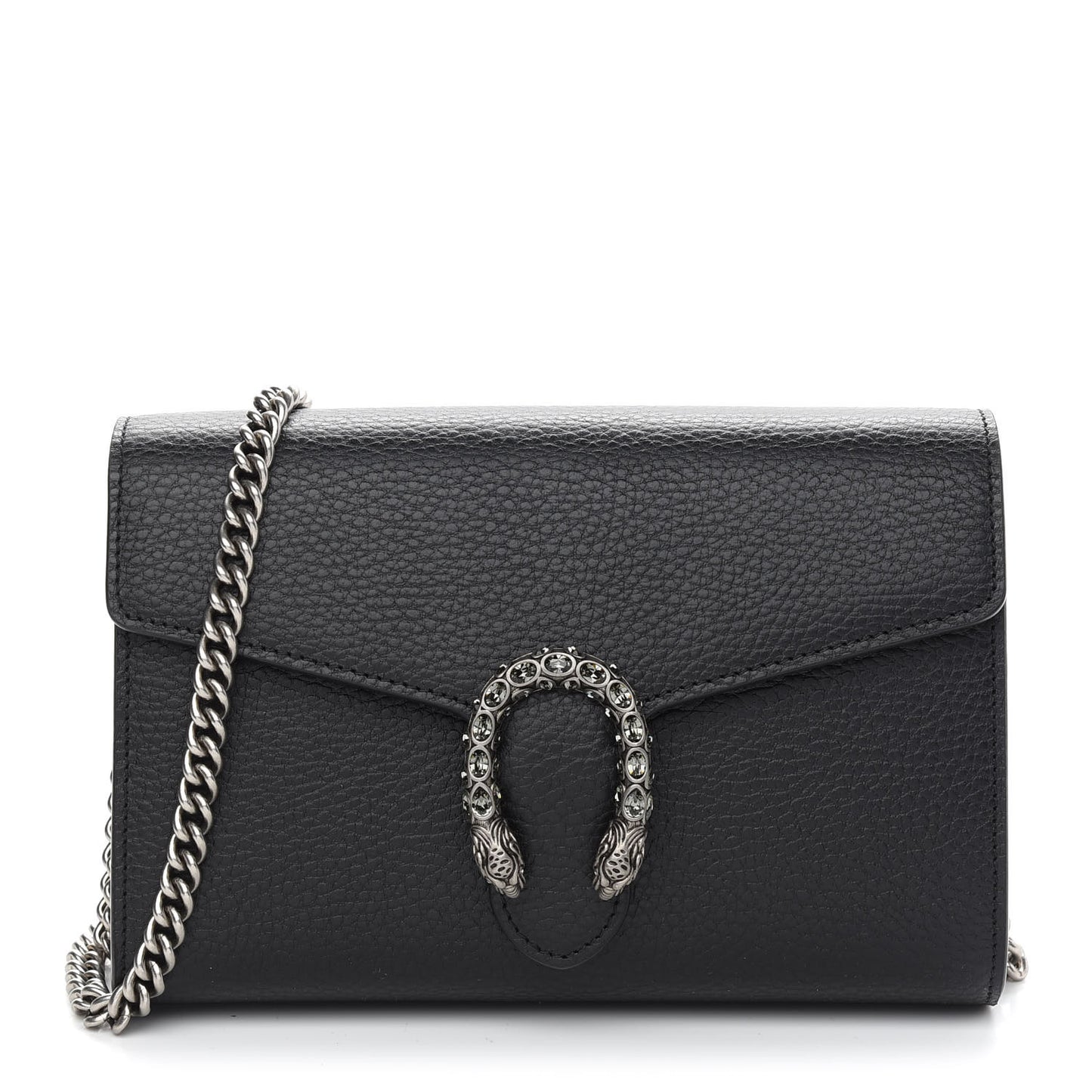 GUCCI Calfskin Mini Dionysus Chain Wallet Black