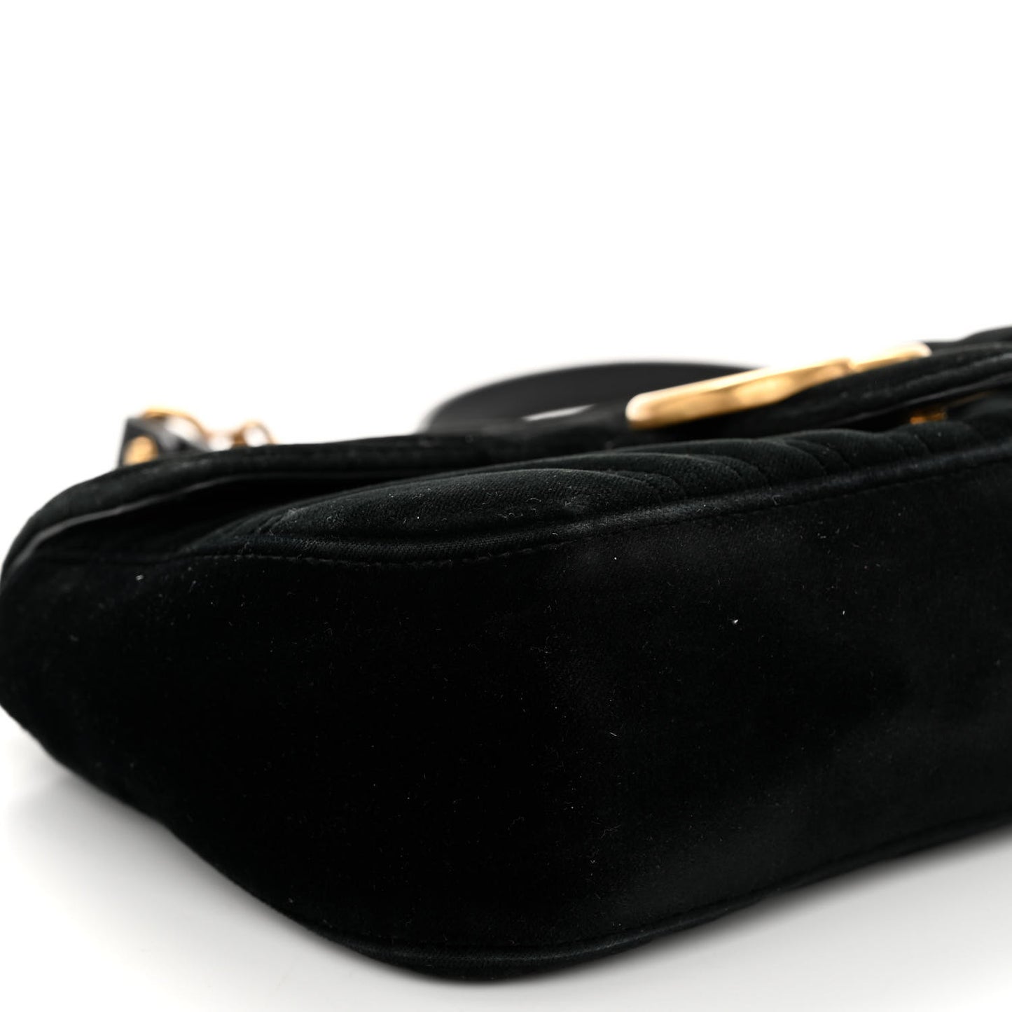 Velvet Matelasse Small GG Marmont Shoulder Bag Black