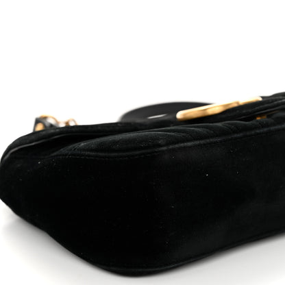 Gucci Velvet Matelasse Small GG Marmont Shoulder Bag Black 8 of 10