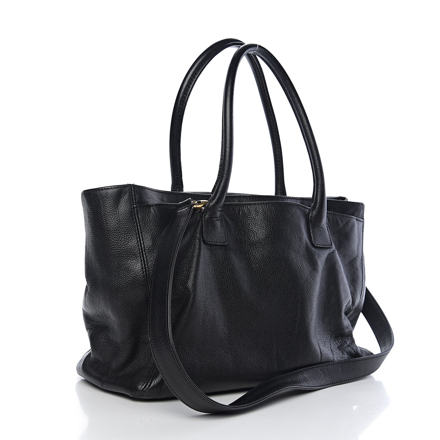 Calfskin Cerf Executive Shopper Tote Black