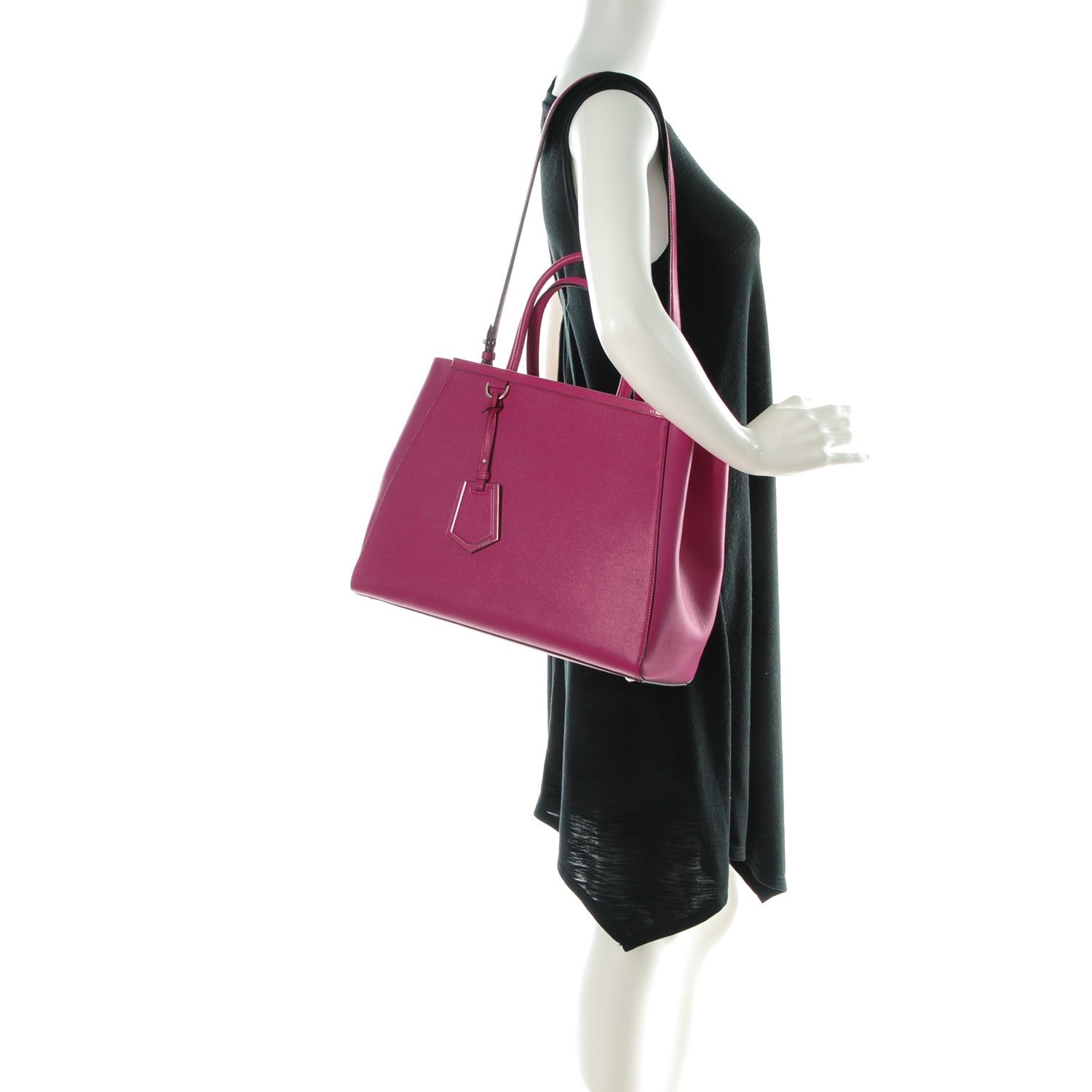 Fendi Vitello Elite Medium 2Jours Tote Magenta 2 of 8