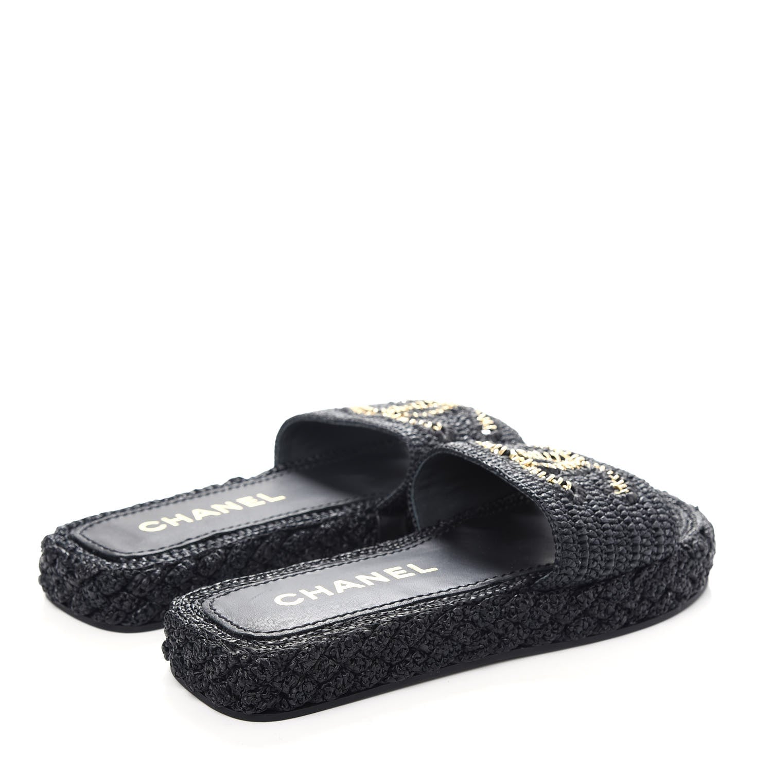 Chanel Cord Braided CC Mules 37 Black 4 of 10