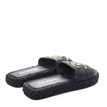 Chanel Cord Braided CC Mules 37 Black 4 of 10