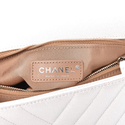 Chanel Iridescent Caviar Chevron Quilted Small Coco Handle Flap White 6 of 10