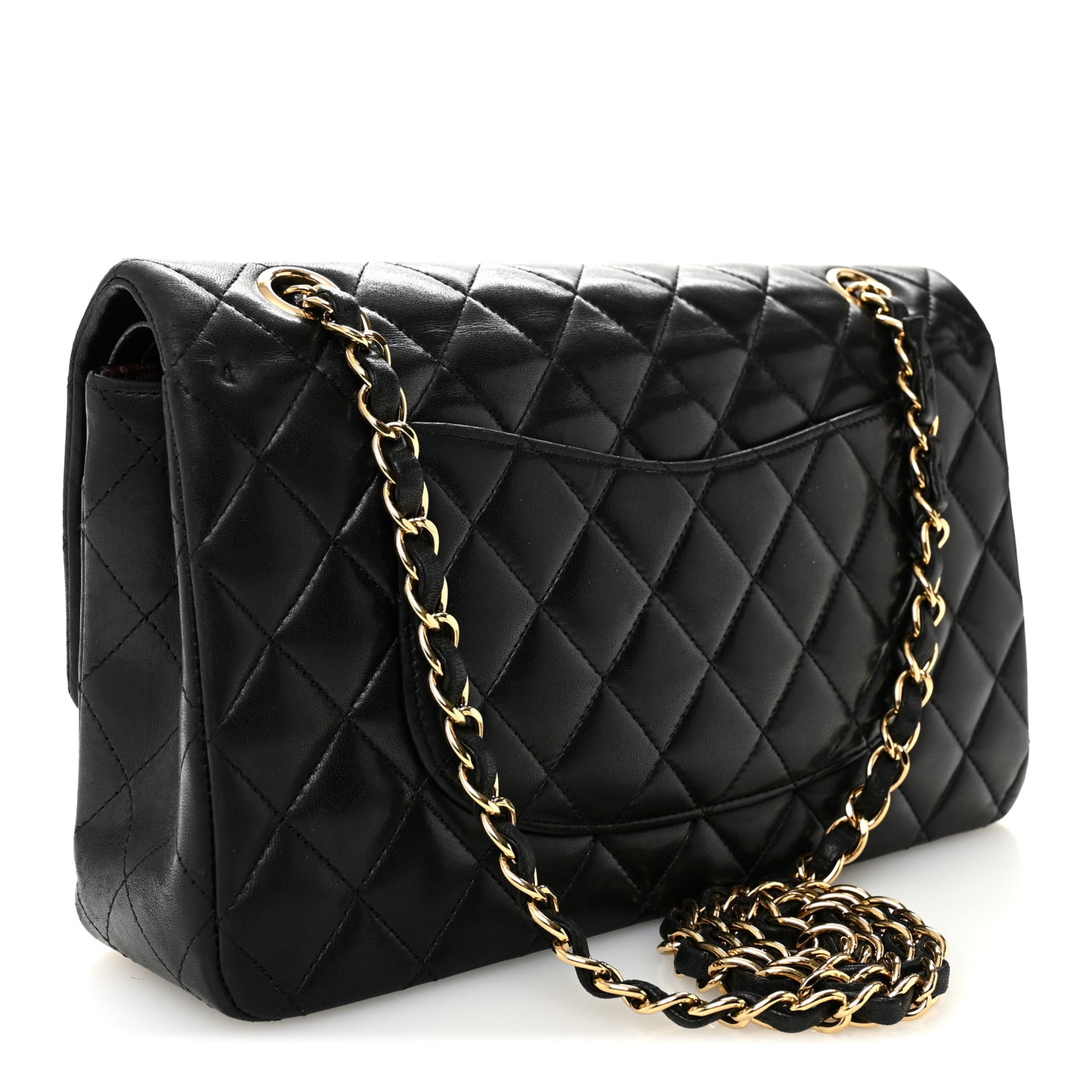 Lambskin Quilted Medium Double Flap Black