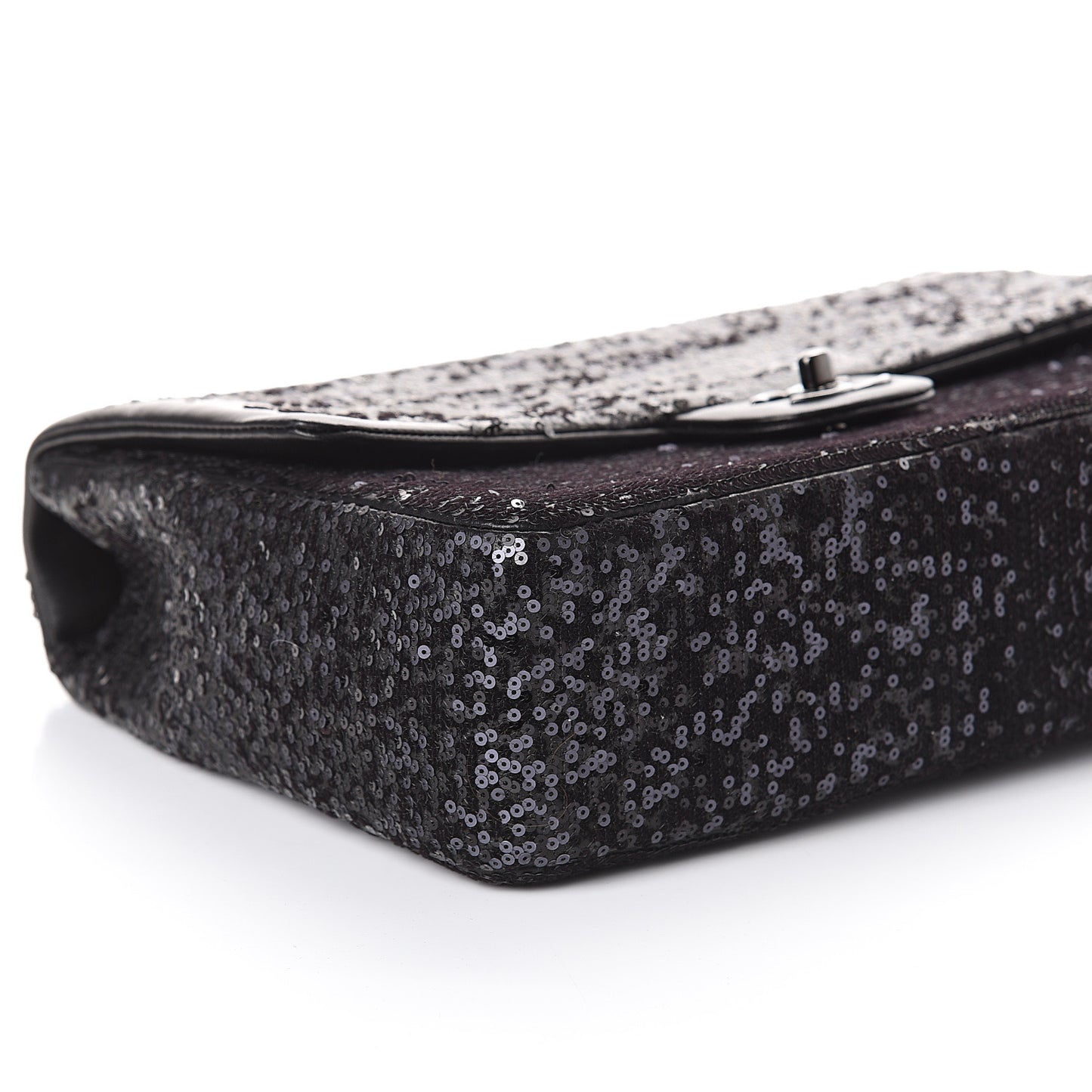 Sequin Lambskin Jumbo Moonlight on Water Flap Black