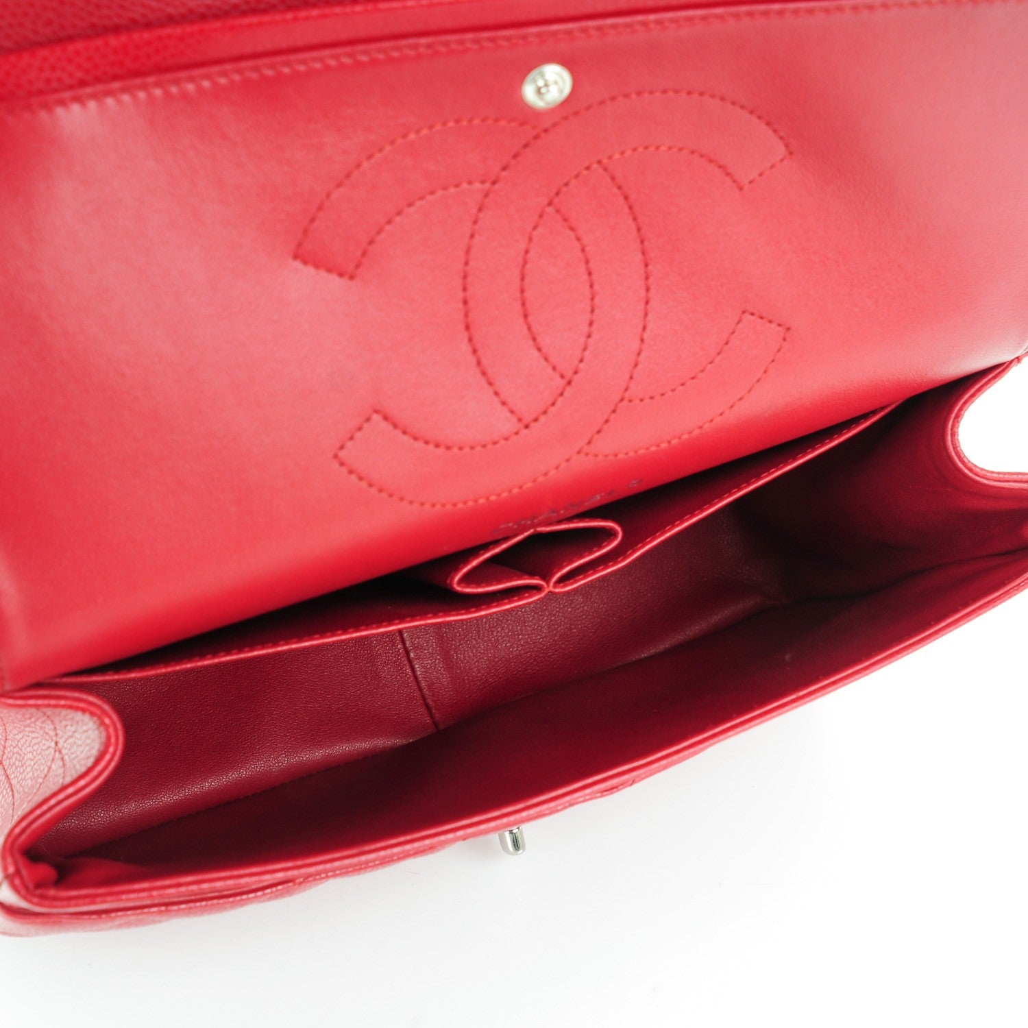 Chanel Caviar Quilted Jumbo Double Flap Red 5 of 9