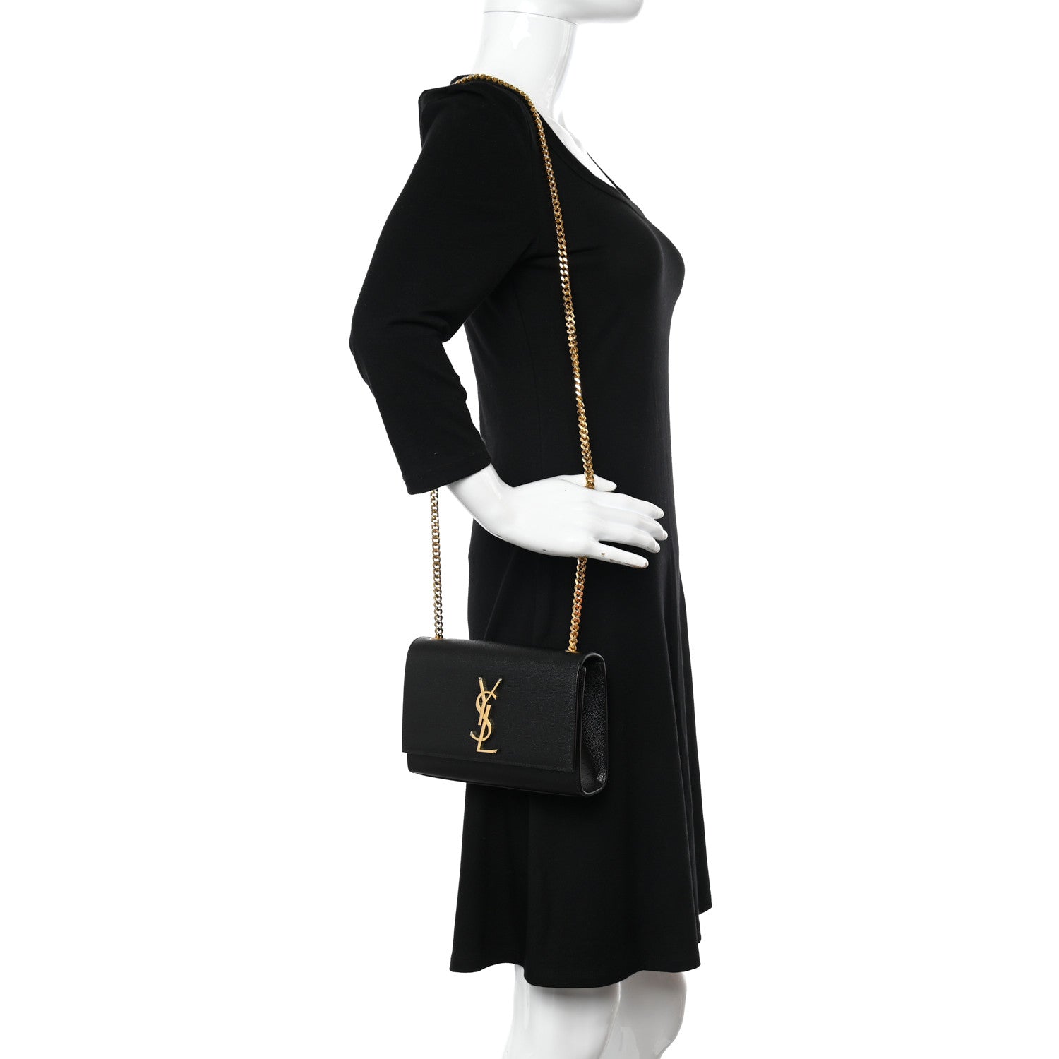 Saint Laurent Grain De Poudre Small Monogram Kate Satchel Black 2 of 12