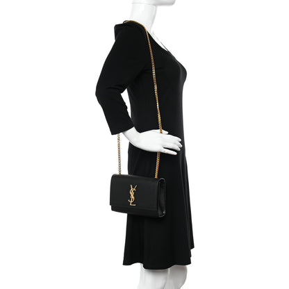 Saint Laurent Grain De Poudre Small Monogram Kate Satchel Black 2 of 12