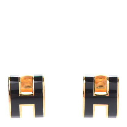 Hermes Gold Lacquered Pop H Earrings Black 1 of 6