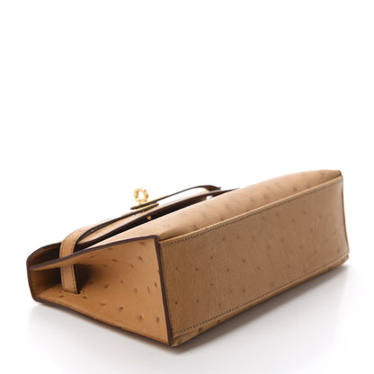 Hermes Ostrich Kelly Pochette Tabac Camel 4 of 10