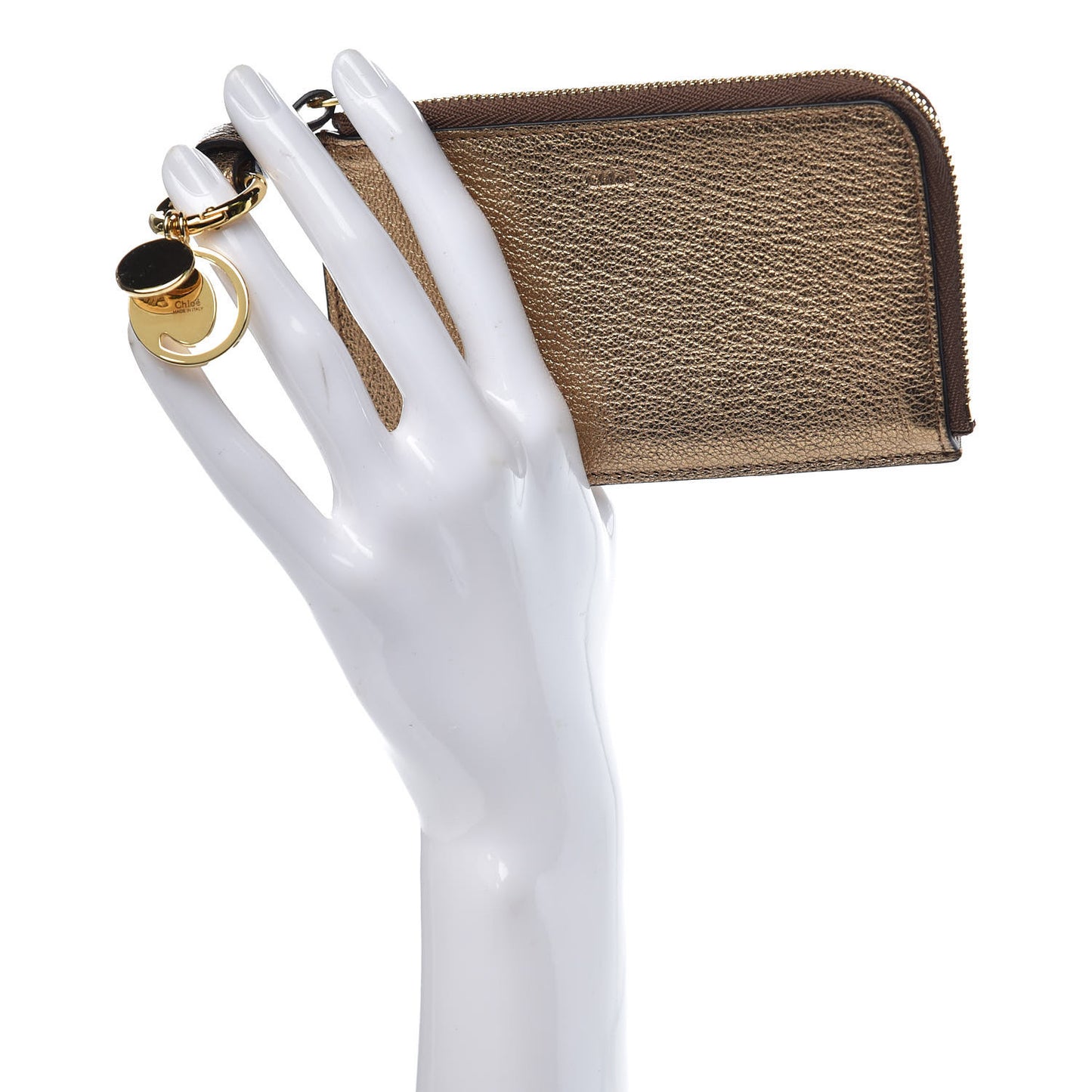 Metallic Goatskin Alphabet Purse Wallet Gold