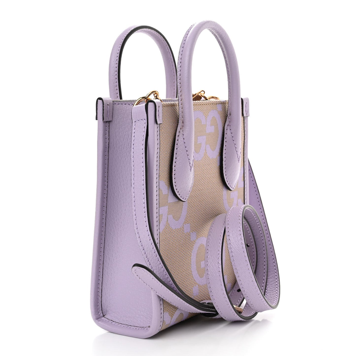 Monogram Jumbo GG Textured Dollar Calfskin Mini Tote Bag Beige Lapis