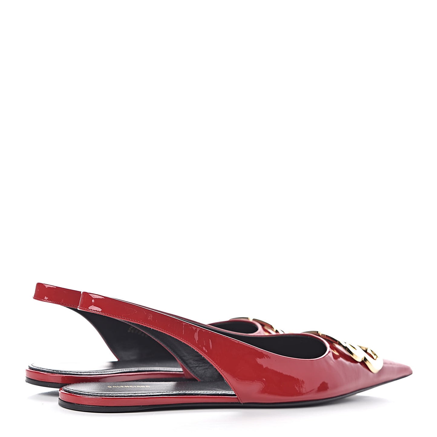 Patent BB Knife Pointy Toe Slingback Flats 39 Rouge Cardinal