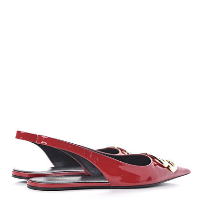 Balenciaga Patent BB Knife Pointy Toe Slingback Flats 39 Rouge Cardinal 4 of 9