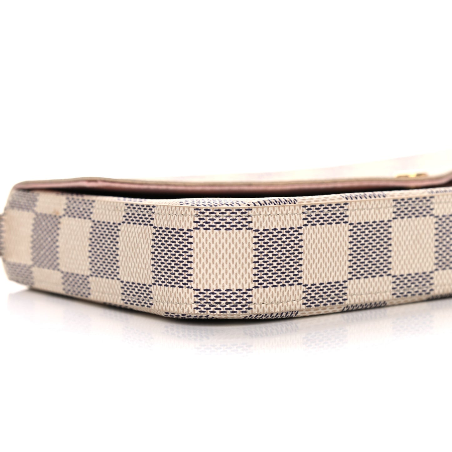 Damier Azur Pochette Felicie Chain Wallet Rose Ballerine