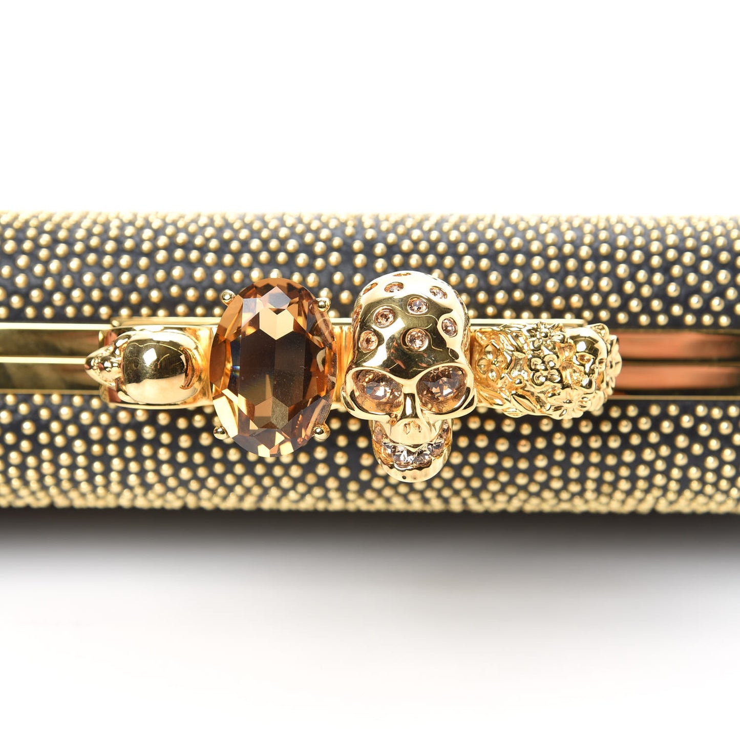 Studded Knucklebox Clutch Black