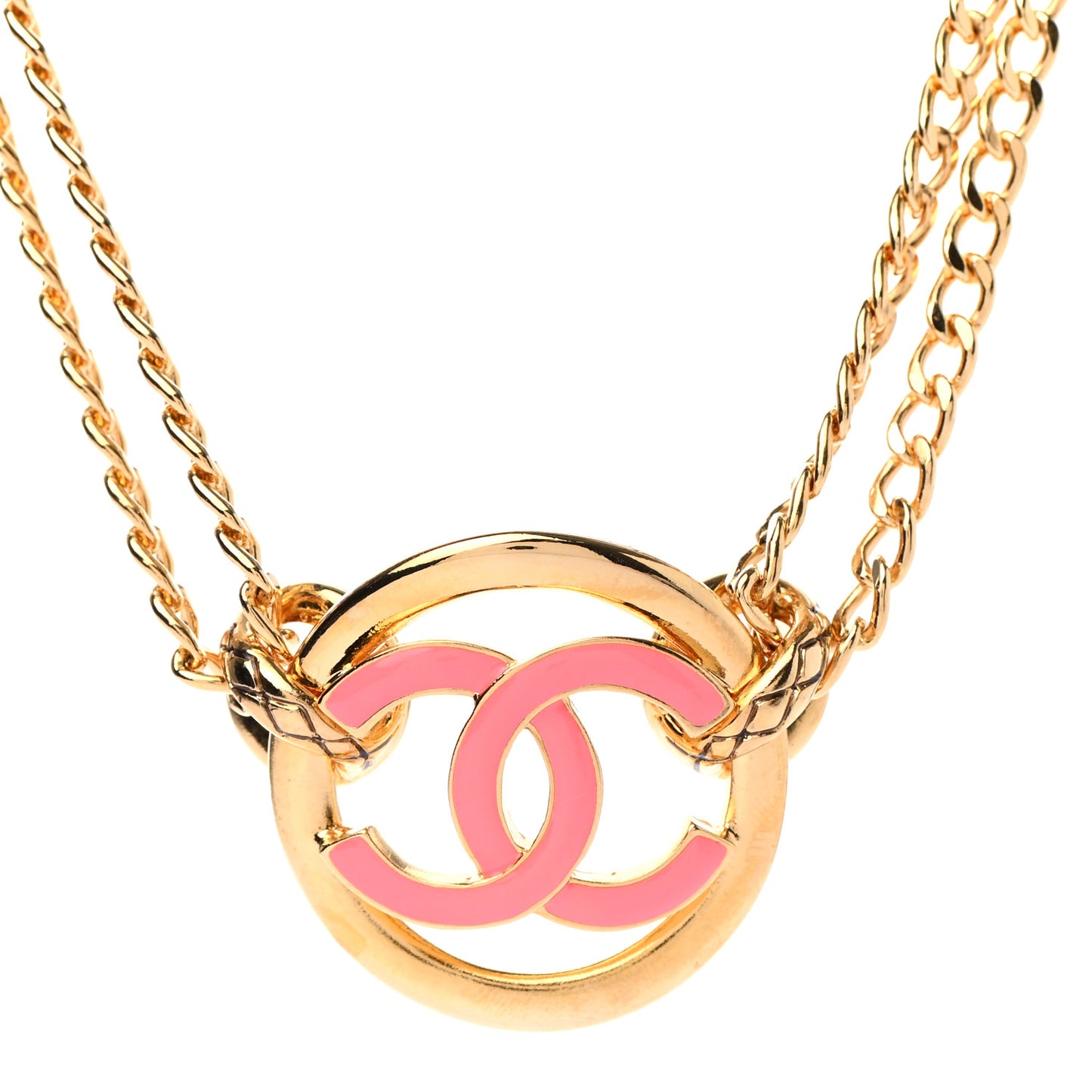 Metal Resin Chain CC Choker Gold Pink