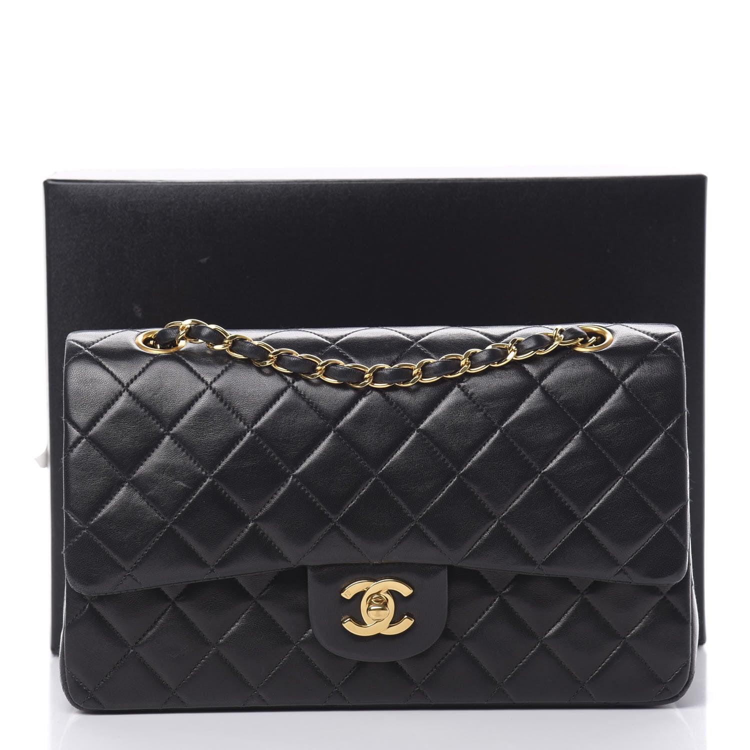Chanel Lambskin Quilted Medium Double Flap Black 17 of 17