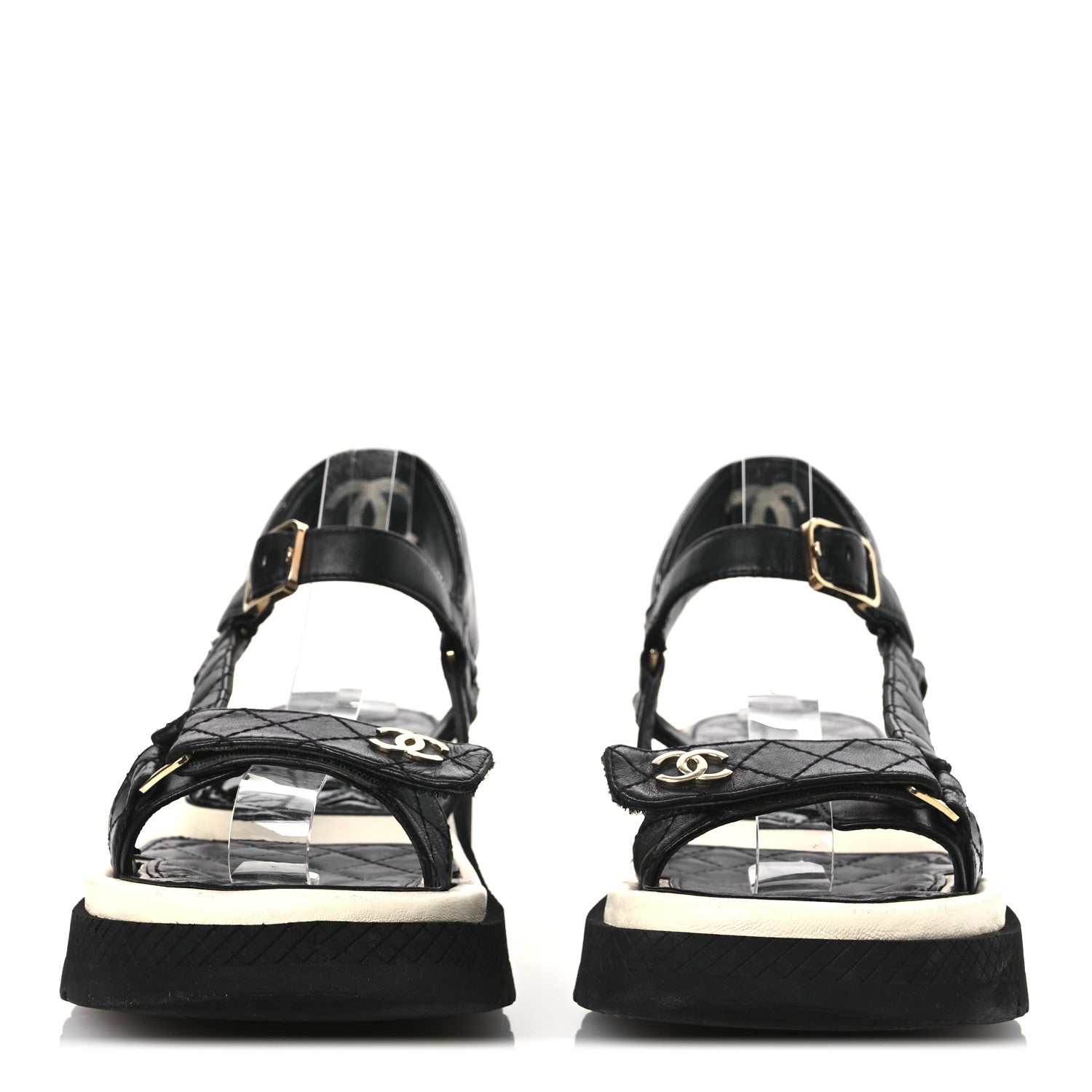 Chanel Lambskin Patent Logo Platform Sandals 39 Black 5 of 30
