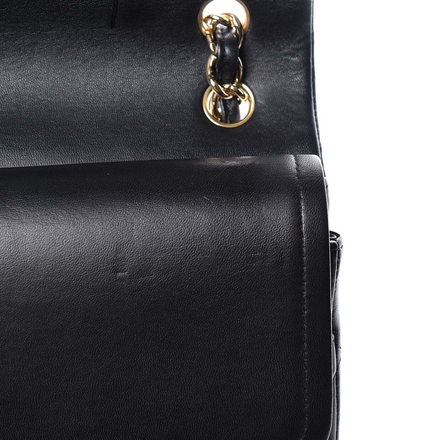 Lambskin Quilted Jumbo Double Flap Black