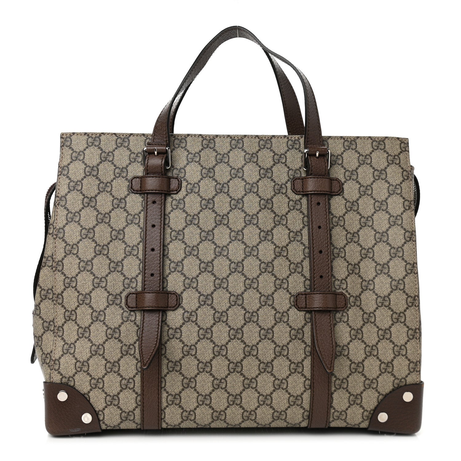 Gucci GG Supreme Monogram Textured Dollar Calfskin Medium Detail Tote Beige Ebony New Acero 1 of 10