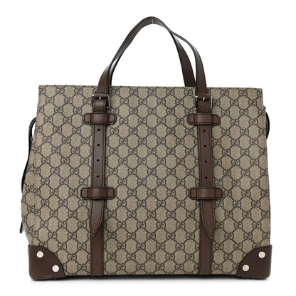 Gucci GG Supreme Monogram Textured Dollar Calfskin Medium Detail Tote Beige Ebony New Acero 1 of 10