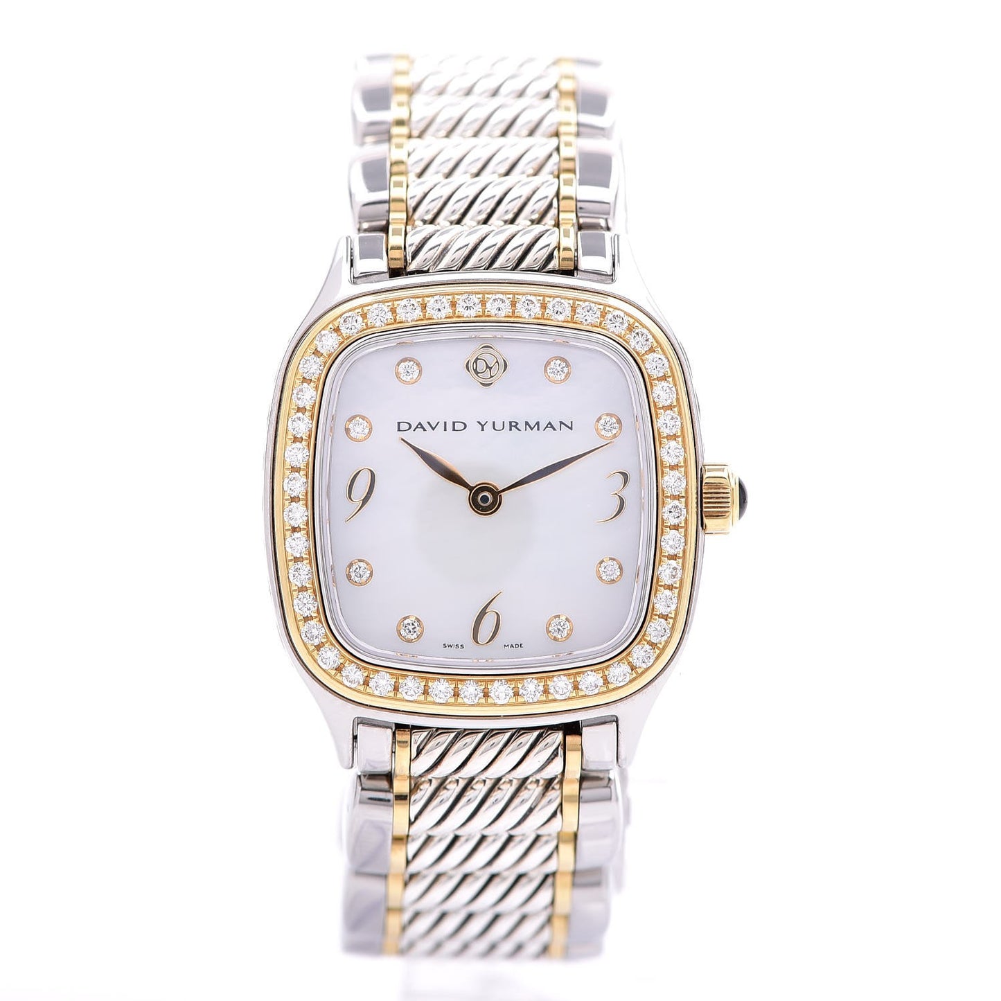 Stainless Steel 18K Yellow Gold Diamond Mother of Pearl 25mm Thoroughbred Quartz Watch
