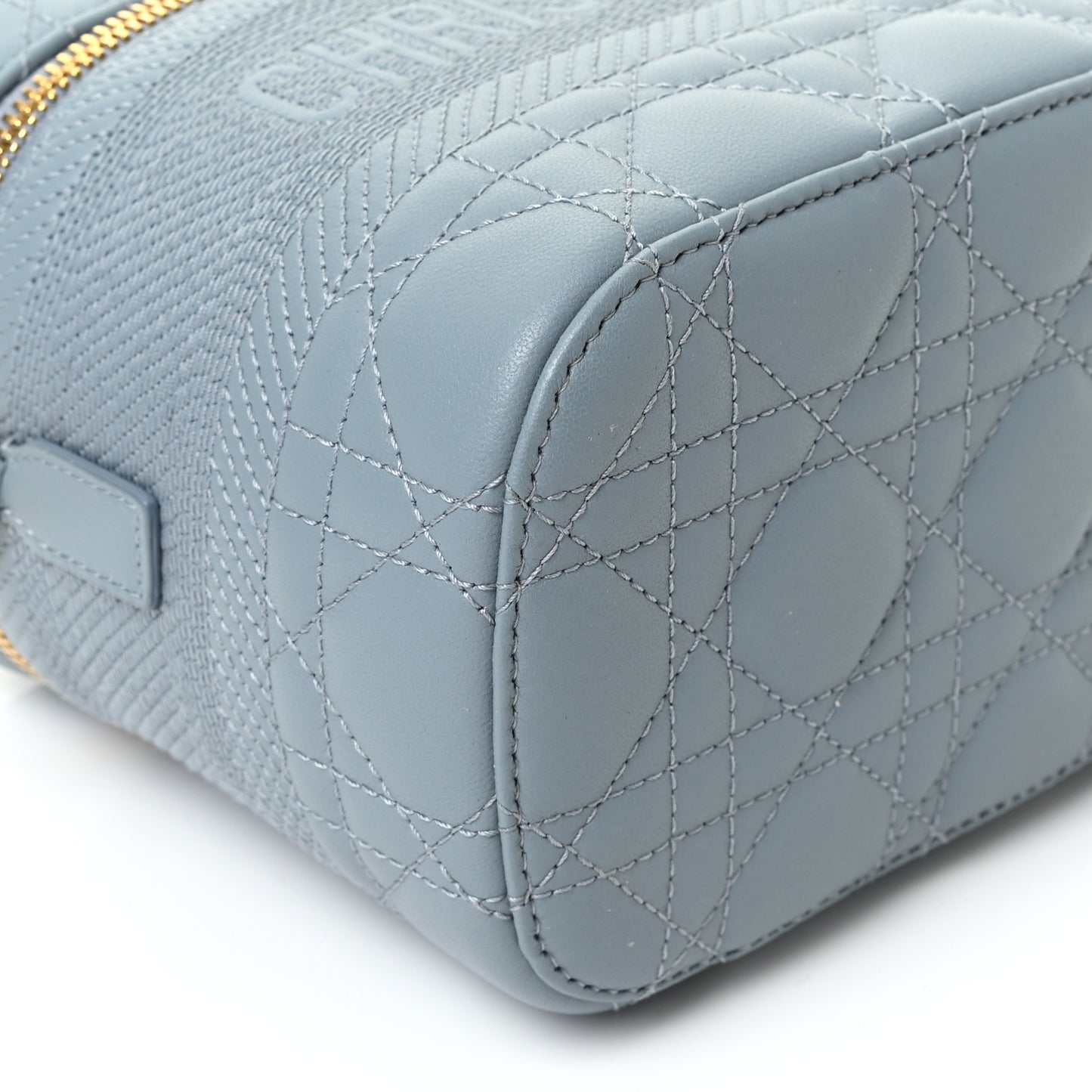 Lambskin Cannage Small Diortravel Vanity Case Cloud Blue
